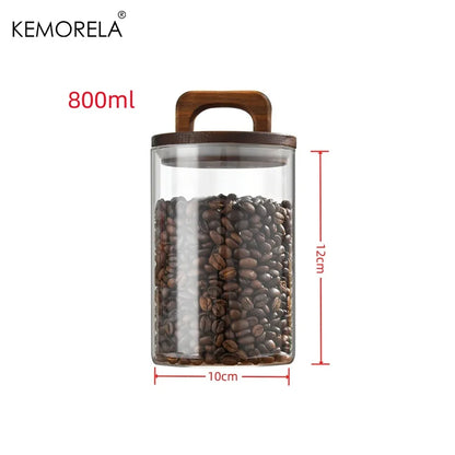 Wood Lid Glass Jar for Coffee, Tea & Candy Storage