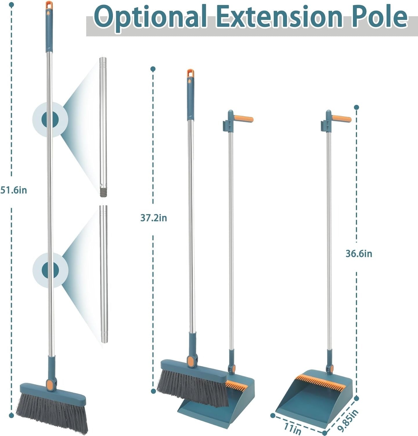 Adjustable Broom & Dustpan Set - Durable, Multi-Occasion Use
