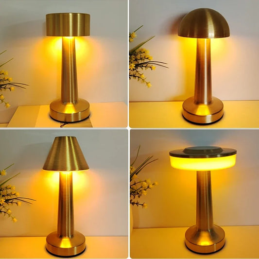 Rechargeable LED Touch Lamp - Retro Metal Design, USB Powered