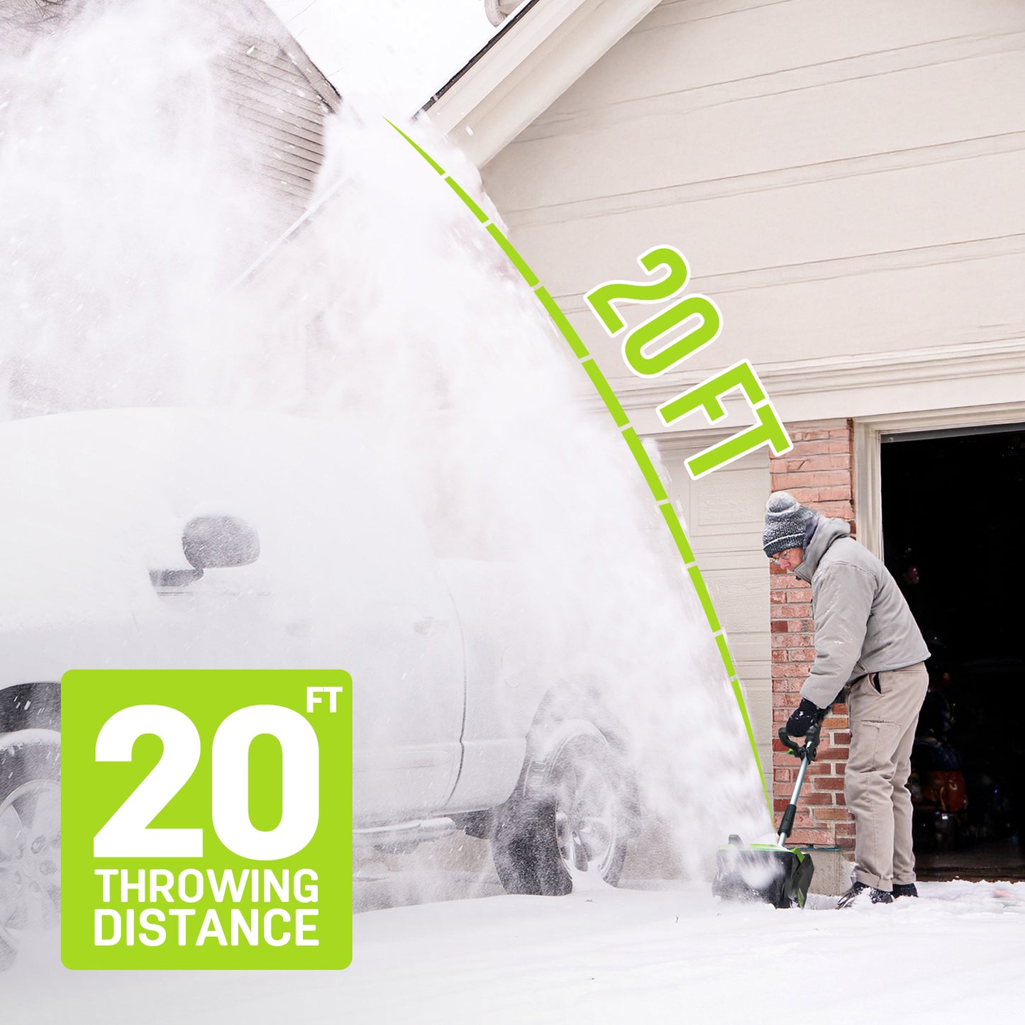 Cordless Snow Shovel 21V - 12-Inch Width, 4.0Ah Battery