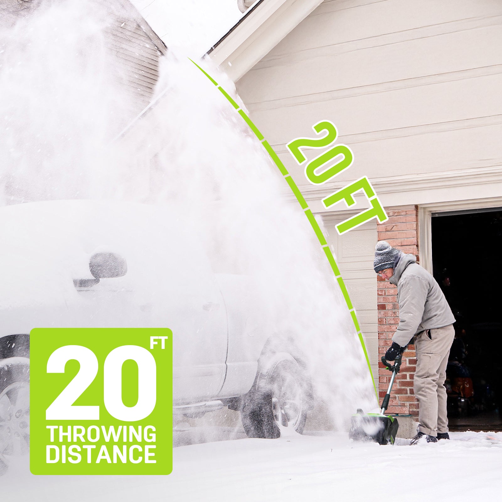 Cordless Snow Shovel 21V - 12-Inch Width, 4.0Ah Battery