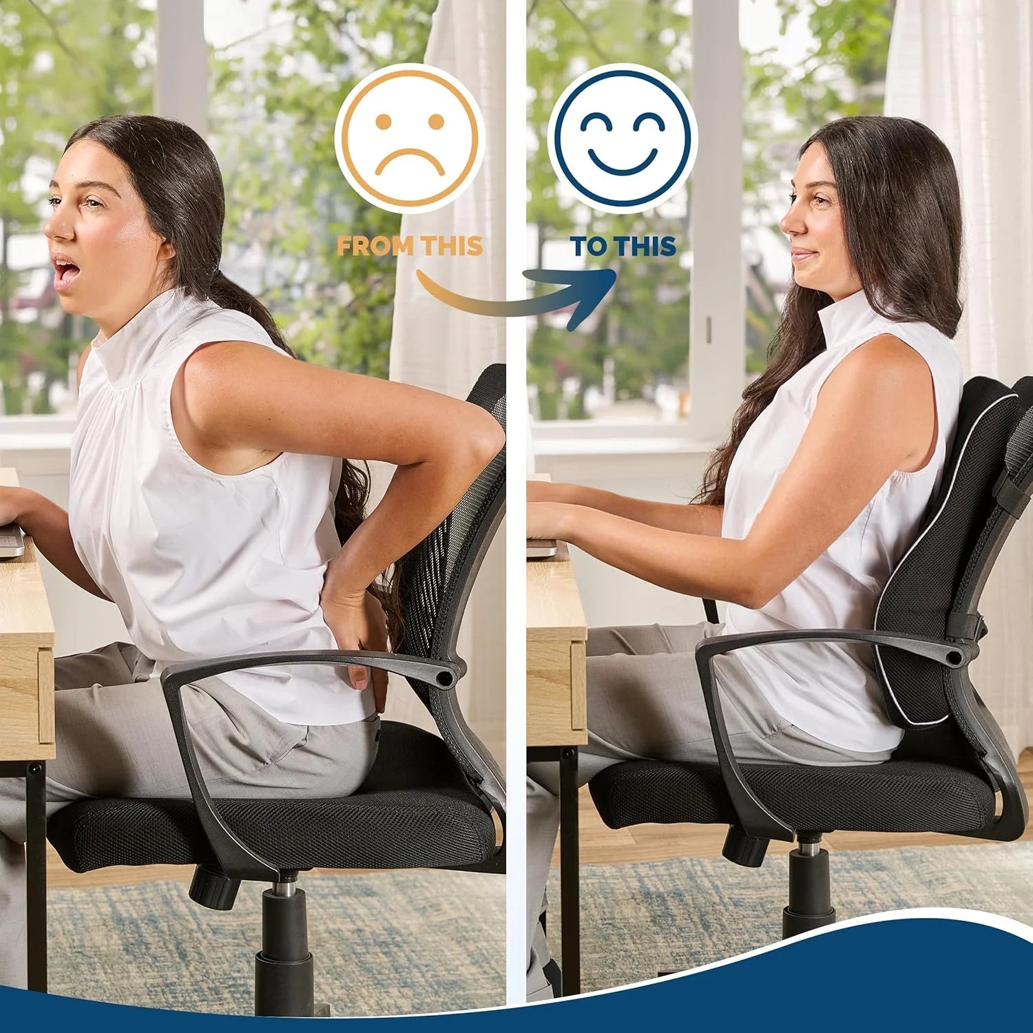 Lumbar Support Pillow - Memory Foam Back Pain Relief