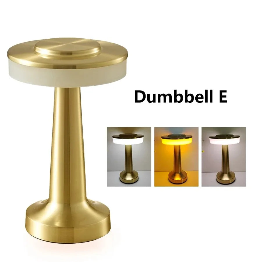 Rechargeable LED Touch Lamp - Retro Metal Design, USB Powered