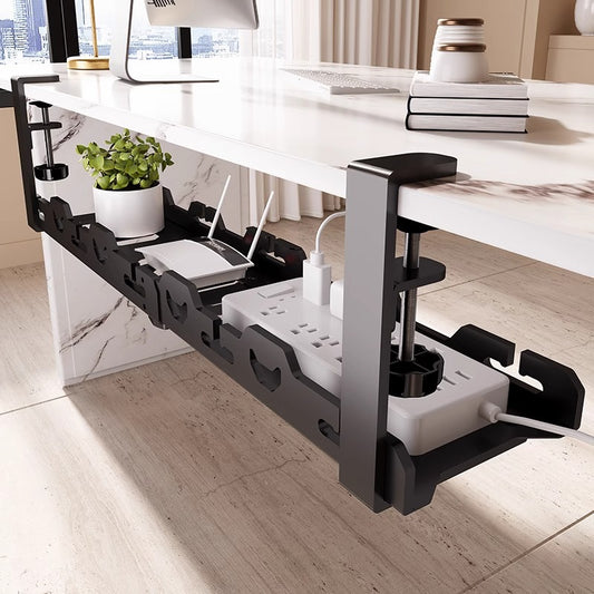 Home Office Desk Organizer - Metal Cable Management Tray