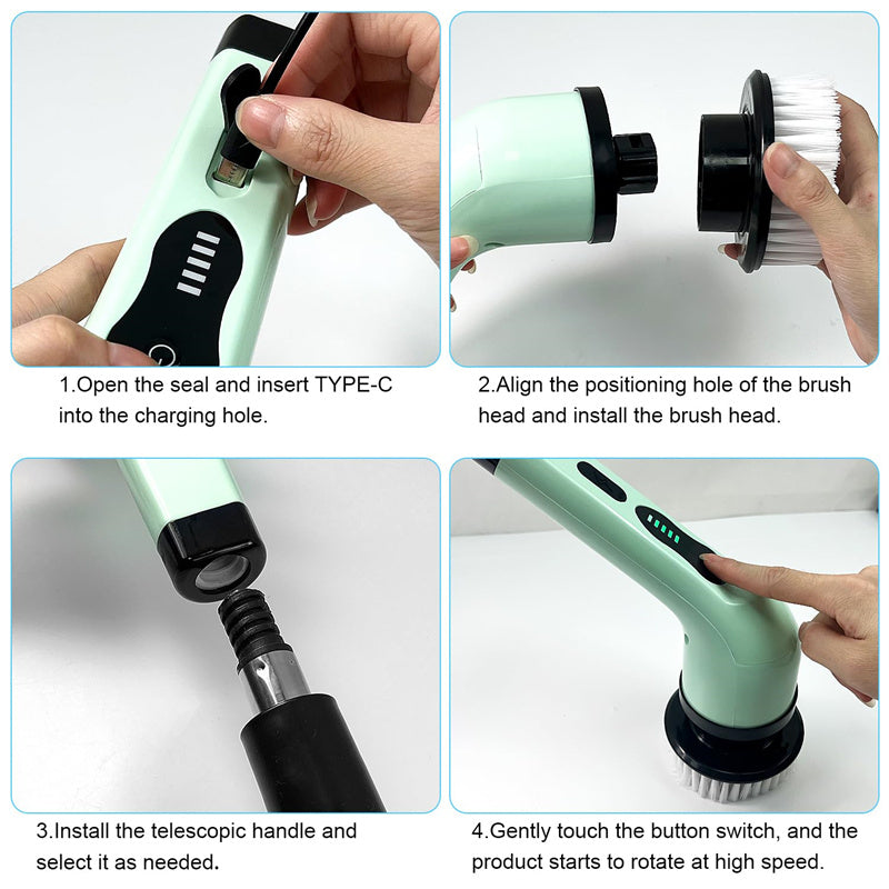 9-in-1 Wireless Electric Cleaning Brush with LED Display