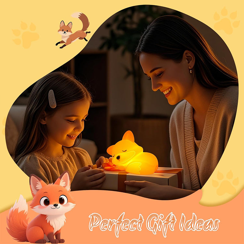 Fox Night Light - Squishy Silicone Lamp for Kids & Adults