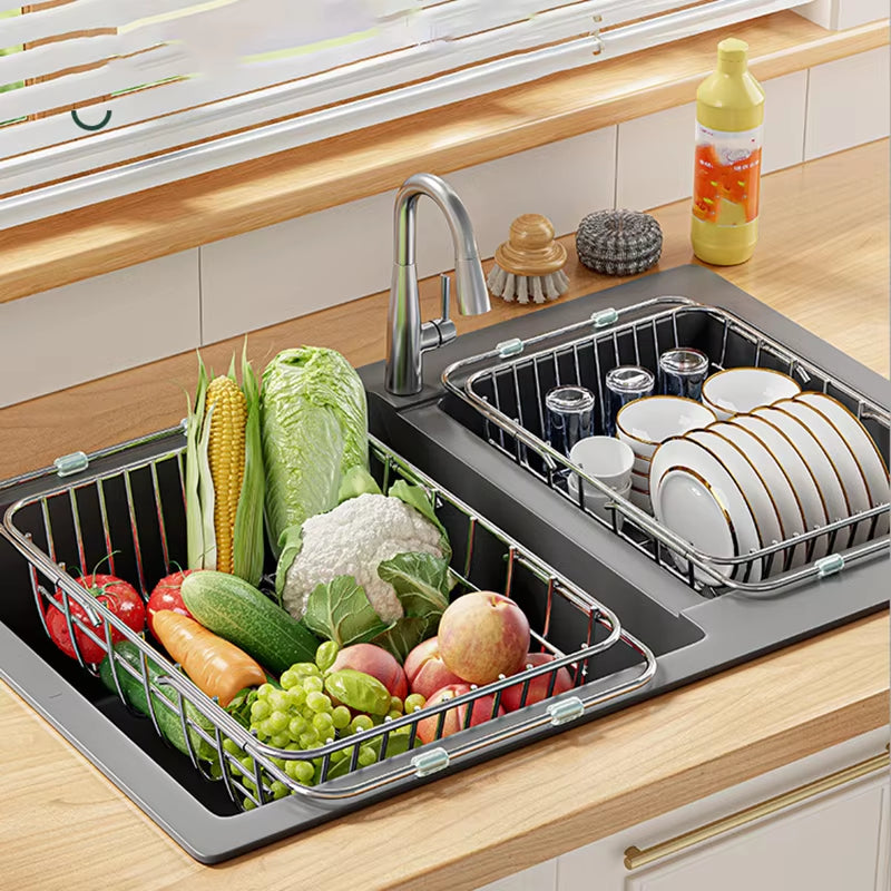 Adjustable Stainless Steel Sink Rack - Expandable & Durable