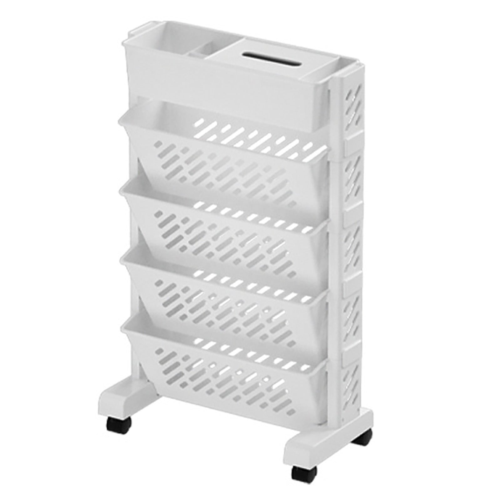 Movable Bookshelf 5-Tier Rotatable Storage Rack