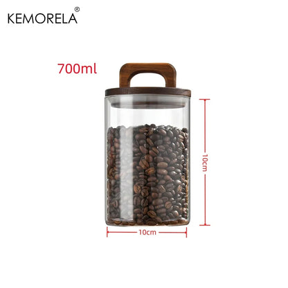 Wood Lid Glass Jar for Coffee, Tea & Candy Storage