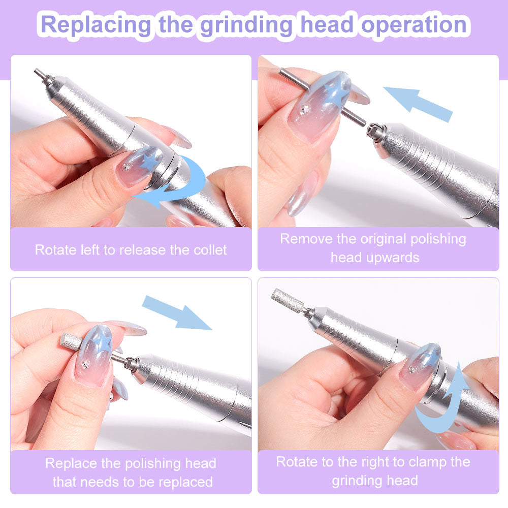 Nail Drill 45000 RPM Rechargeable Electric File for Acrylic Gel