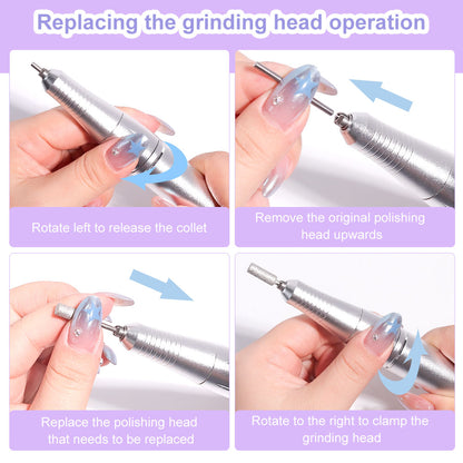 Nail Drill 45000 RPM Rechargeable Electric File for Acrylic Gel