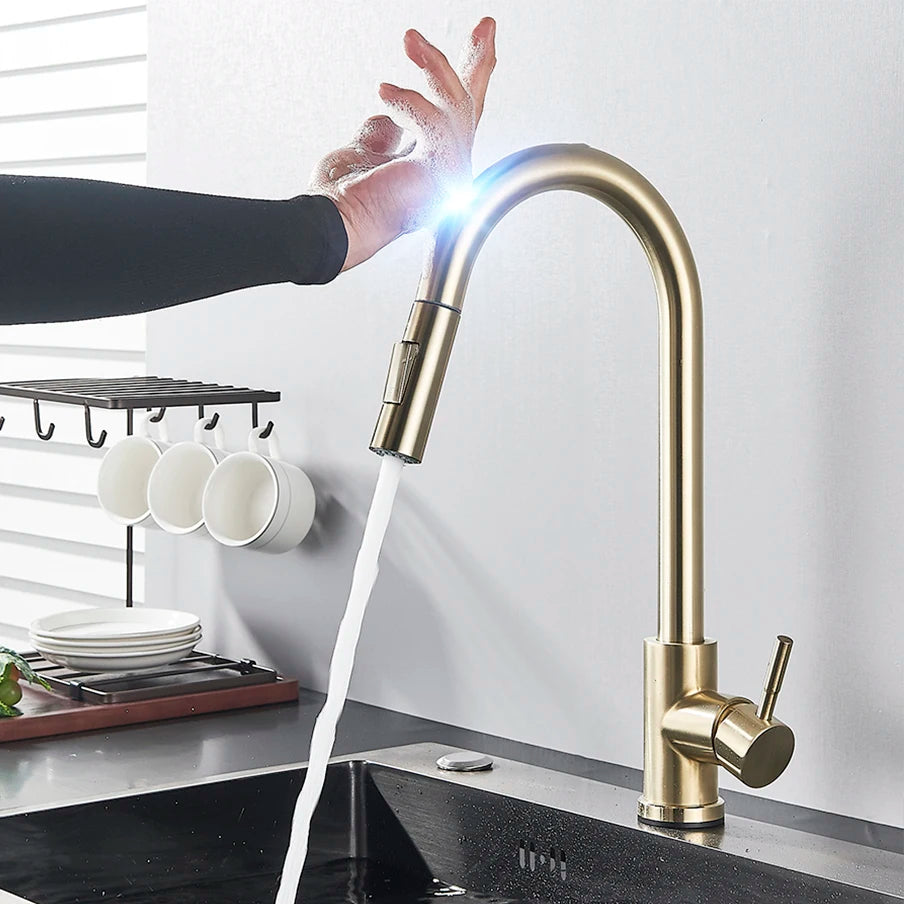 Black Touch Sensor Kitchen Faucet - Pull Out Sprayer