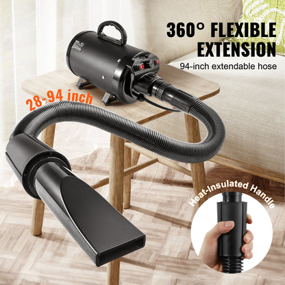 High-Power 2800W Dog Dryer with 4 Nozzles & Temp Control