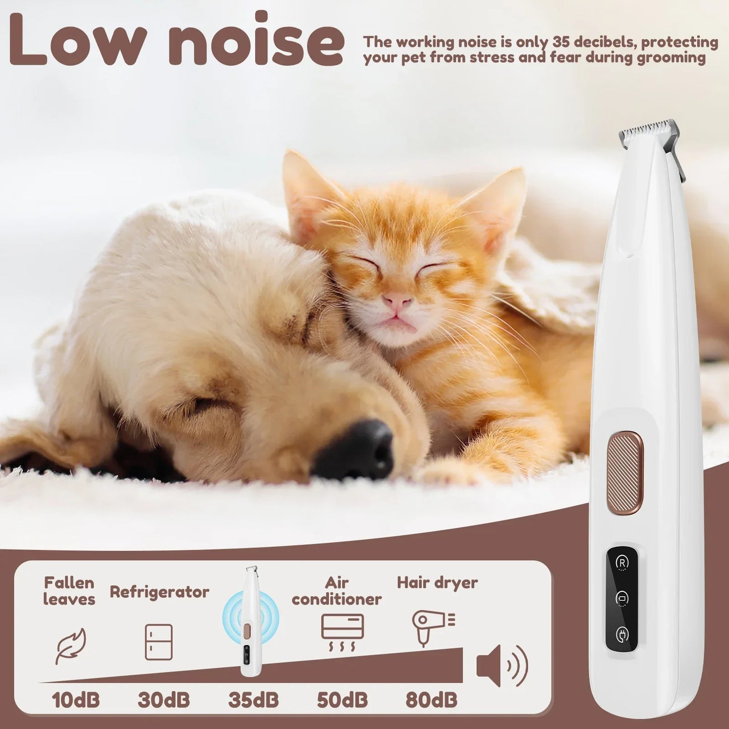 LED Dog Paw Trimmer – Quiet Waterproof Pet Grooming Clipper