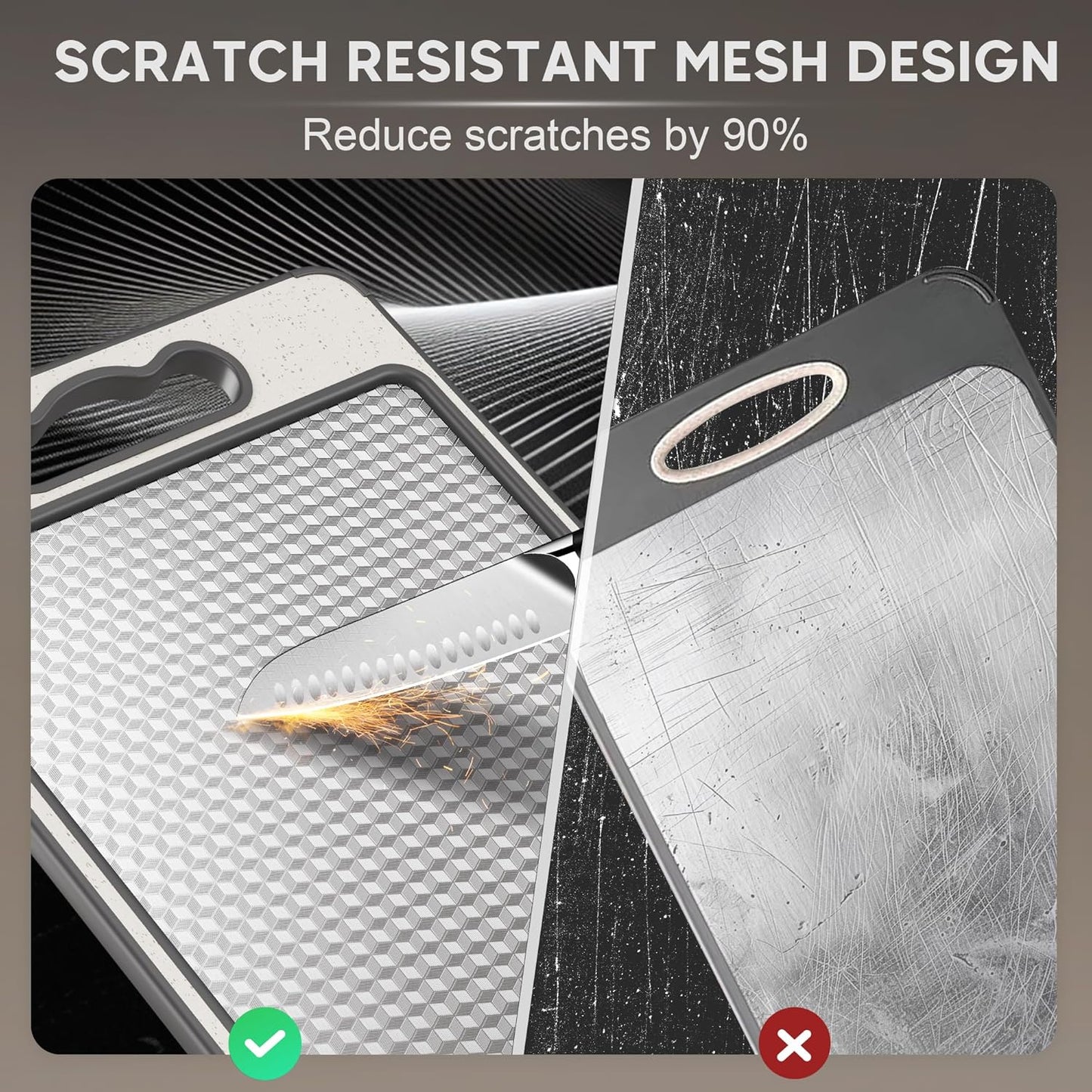 Stainless Steel Cutting Board - Dual-Sided, Scratch Resistant