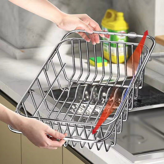 Adjustable Stainless Steel Sink Rack - Expandable & Durable