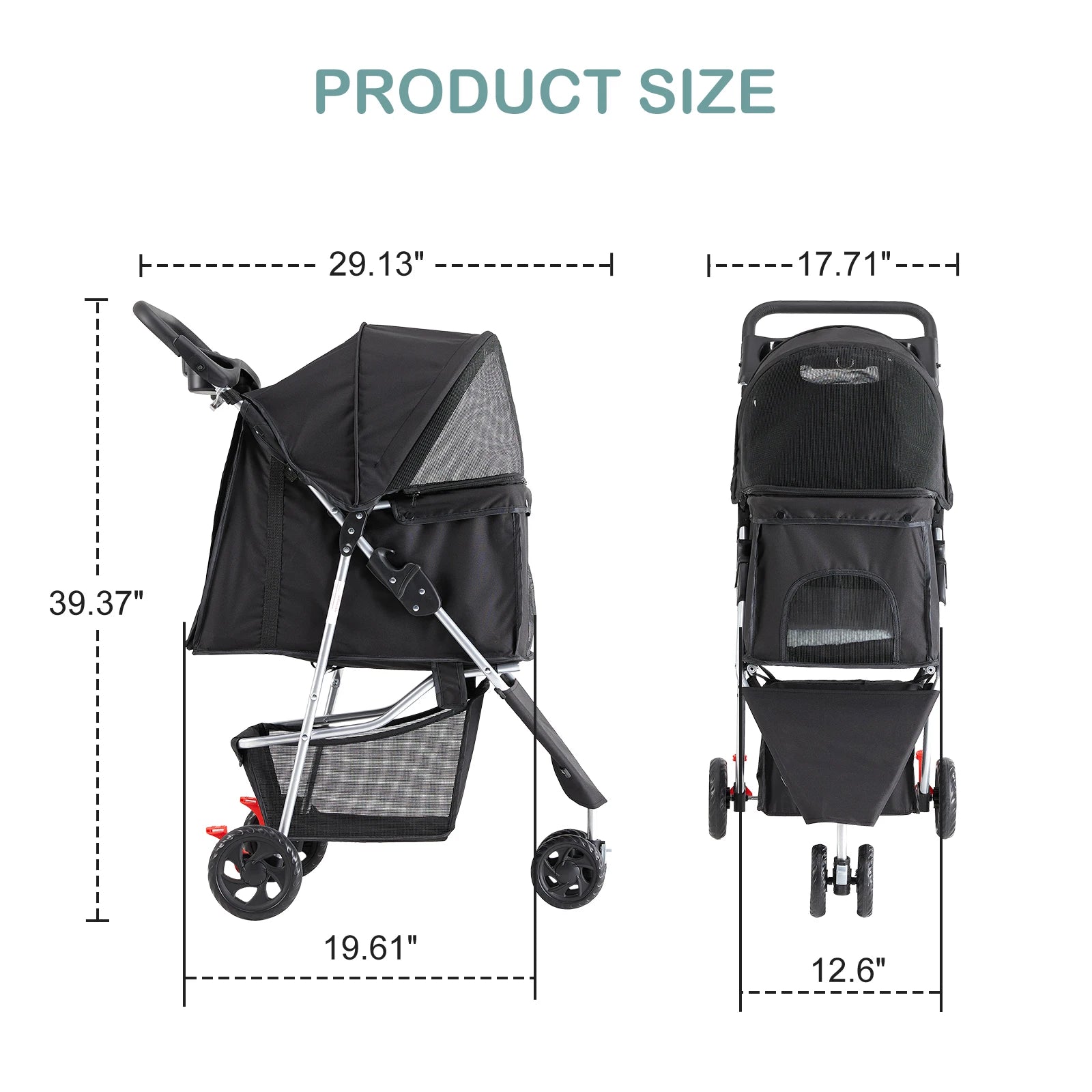 Foldable pet stroller with mesh windows