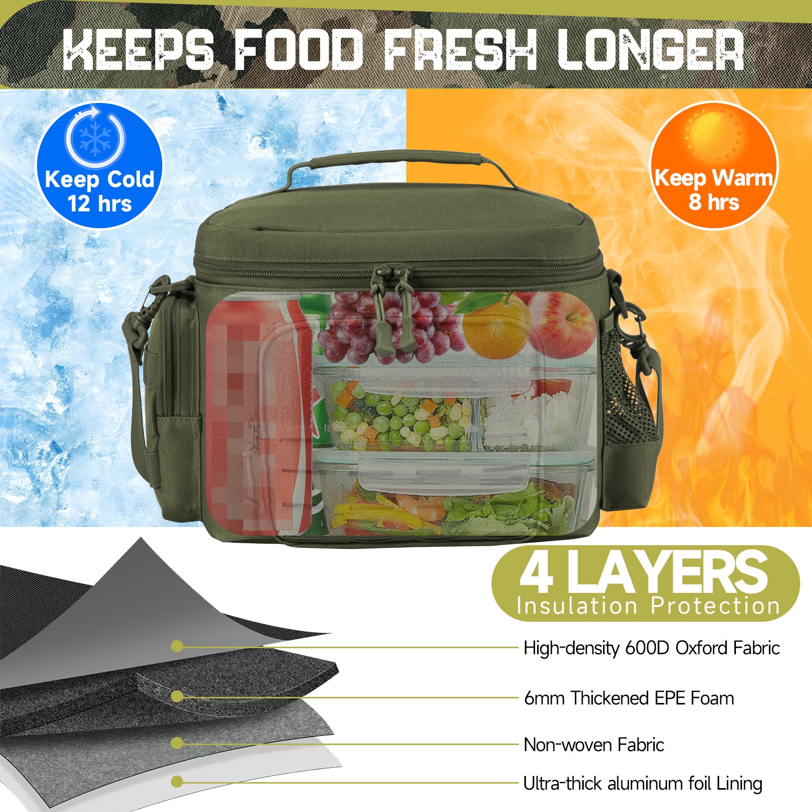 Men's Tactical Lunch Bag - Durable, Outdoor, Thermal Cooler