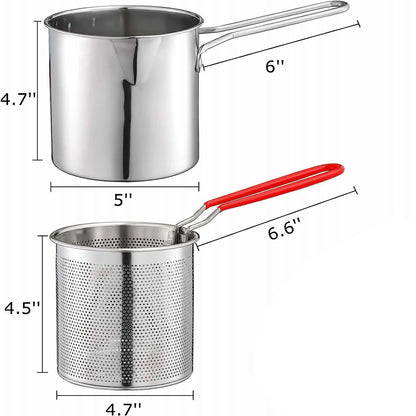 Deep Frying Pot with Basket - Stainless Steel Kitchen Essential