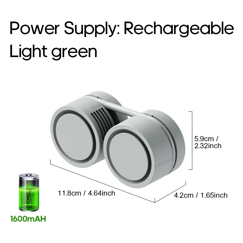Portable Neck Fan, Foldable USB, 1600mAh Rechargeable Cooling