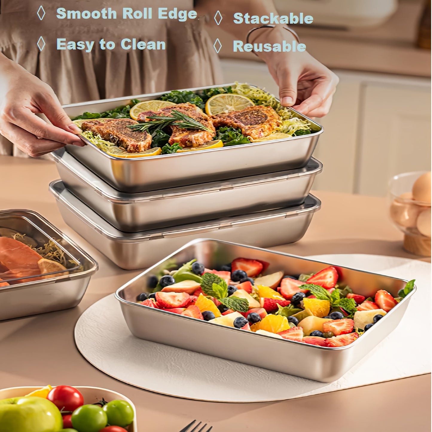Stainless Steel Food Containers - Leakproof & Stackable Set