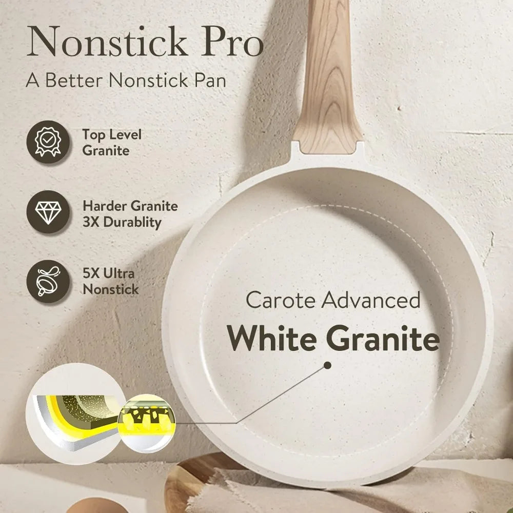 Cookware Set - Nonstick - 22pcs  - White Granite Induction Ready