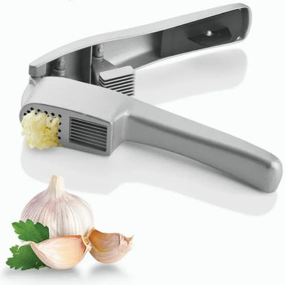 Garlic Press & Slicer: Zinc Alloy Kitchen Gadget