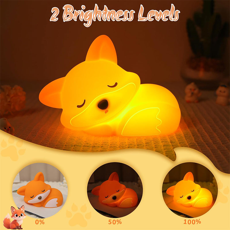 Fox Night Light - Squishy Silicone Lamp for Kids & Adults