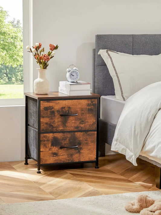 Bedroom Nightstand: Coffee Table with 2 Fabric Drawers