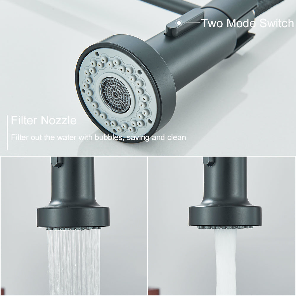Matte Black Kitchen Faucet - Single Handle, Hot & Cold Tap