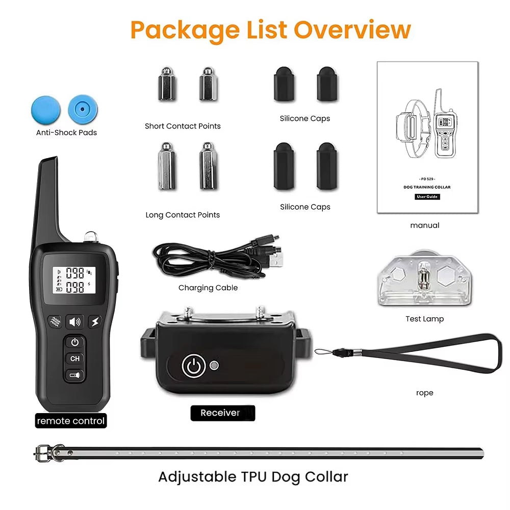 Waterproof Dog Training Collar with Remote - 1000m Range