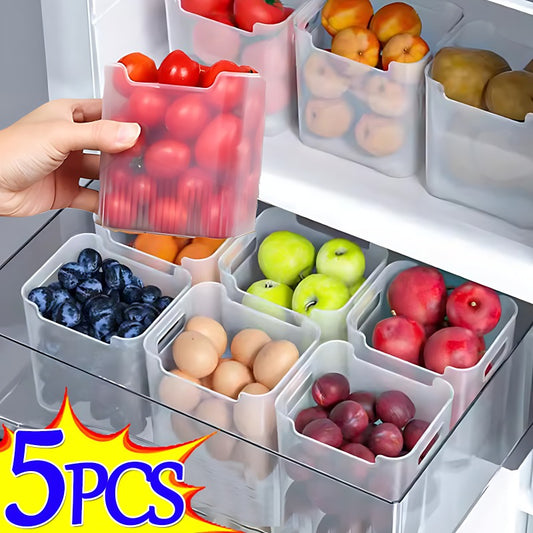Transparent Fridge Storage Boxes - 5PCS Food Organizer