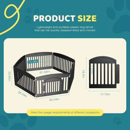 Dog Playpen 6-Panel 24IN Expandable Pet Fence for Medium Dogs