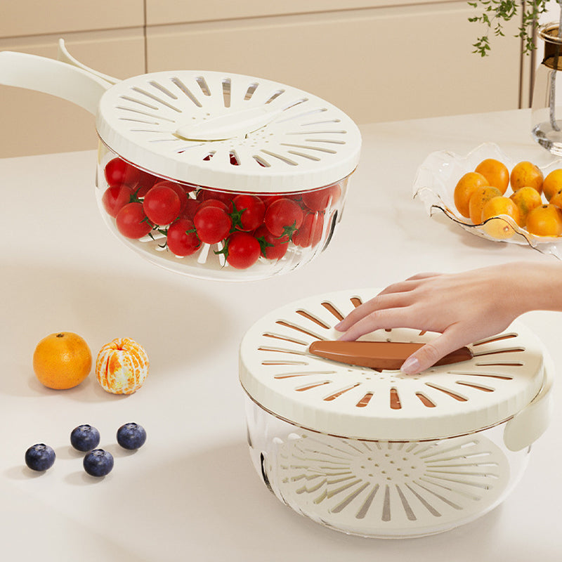 2-In-1 Fruit & Veggie Drain Basket with Lid & Hidden Handle