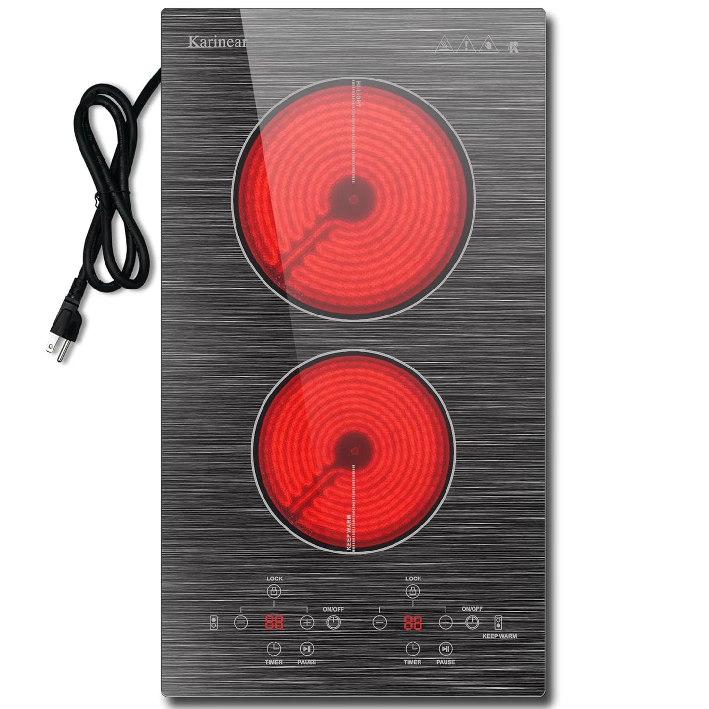 Portable Electric Stove, 2 Burner 110V Cooktop with Glass Top