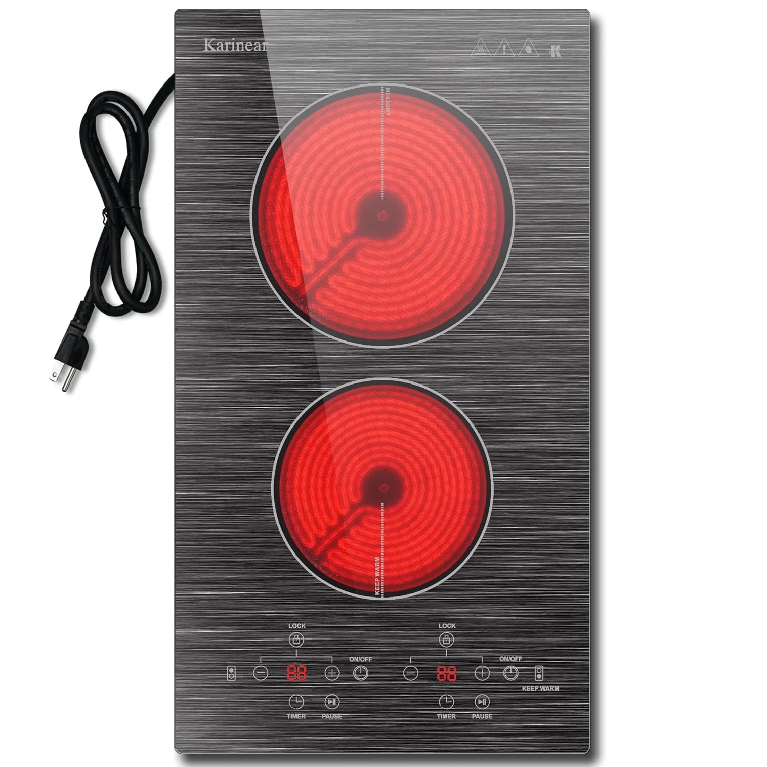 Portable Electric Stove, 2 Burner 110V Cooktop with Glass Top