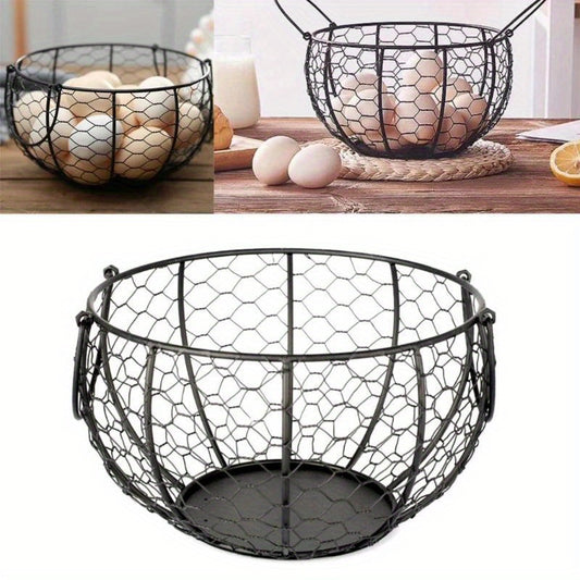 Egg Storage Basket - Durable Iron Farmhouse Decor