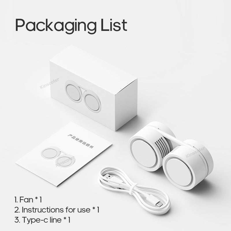 Portable Neck Fan, Foldable USB, 1600mAh Rechargeable Cooling
