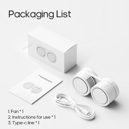 Portable Neck Fan, Foldable USB, 1600mAh Rechargeable Cooling