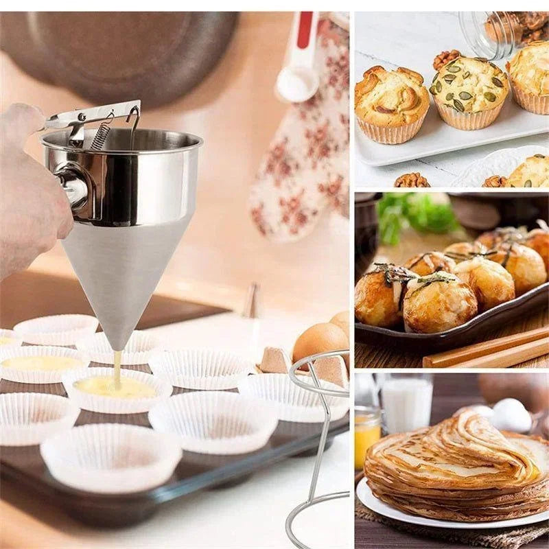 Stainless Steel Funnel Dispenser - Perfect for Baking & Pancakes