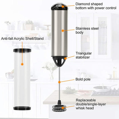 Electric Milk Frother Handheld Mini Coffee Foamer Whisk
