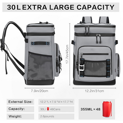 Waterproof Insulated Cooler Backpack - 30L Leak-Proof Design