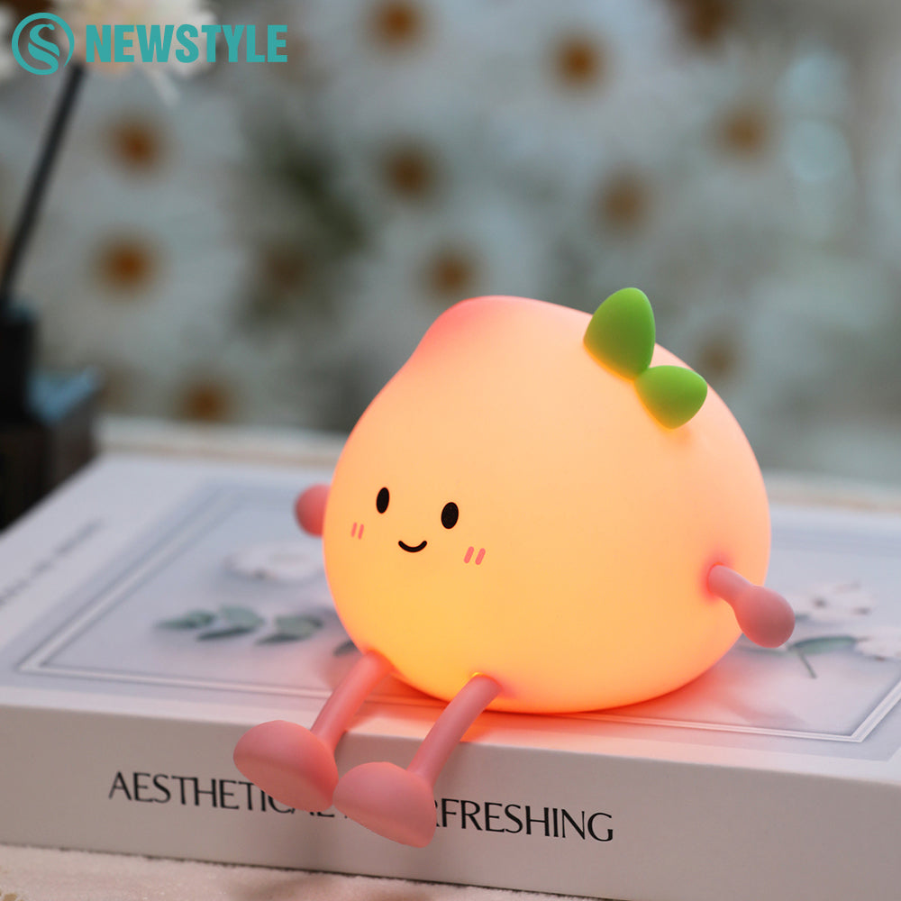 Rechargeable Peach Night Light - Silicone, Tap Control LED