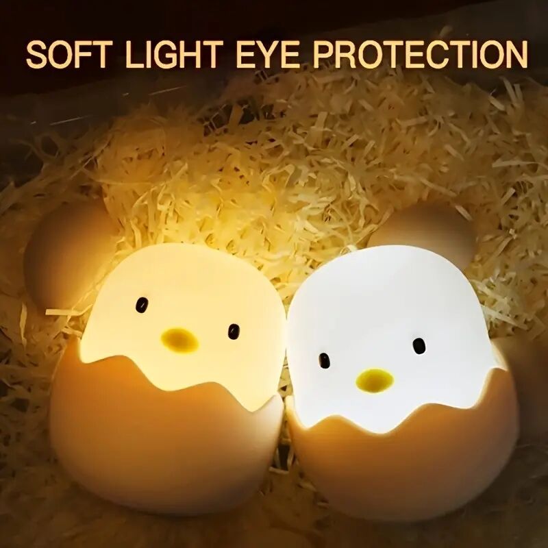 Silicone Eggshell LED Night Light - Cute Chicken Design