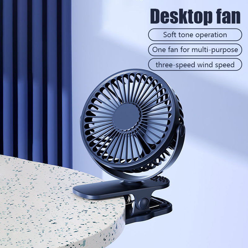Mini USB Clip Fan - Portable, Quiet, Rechargeable Cooling