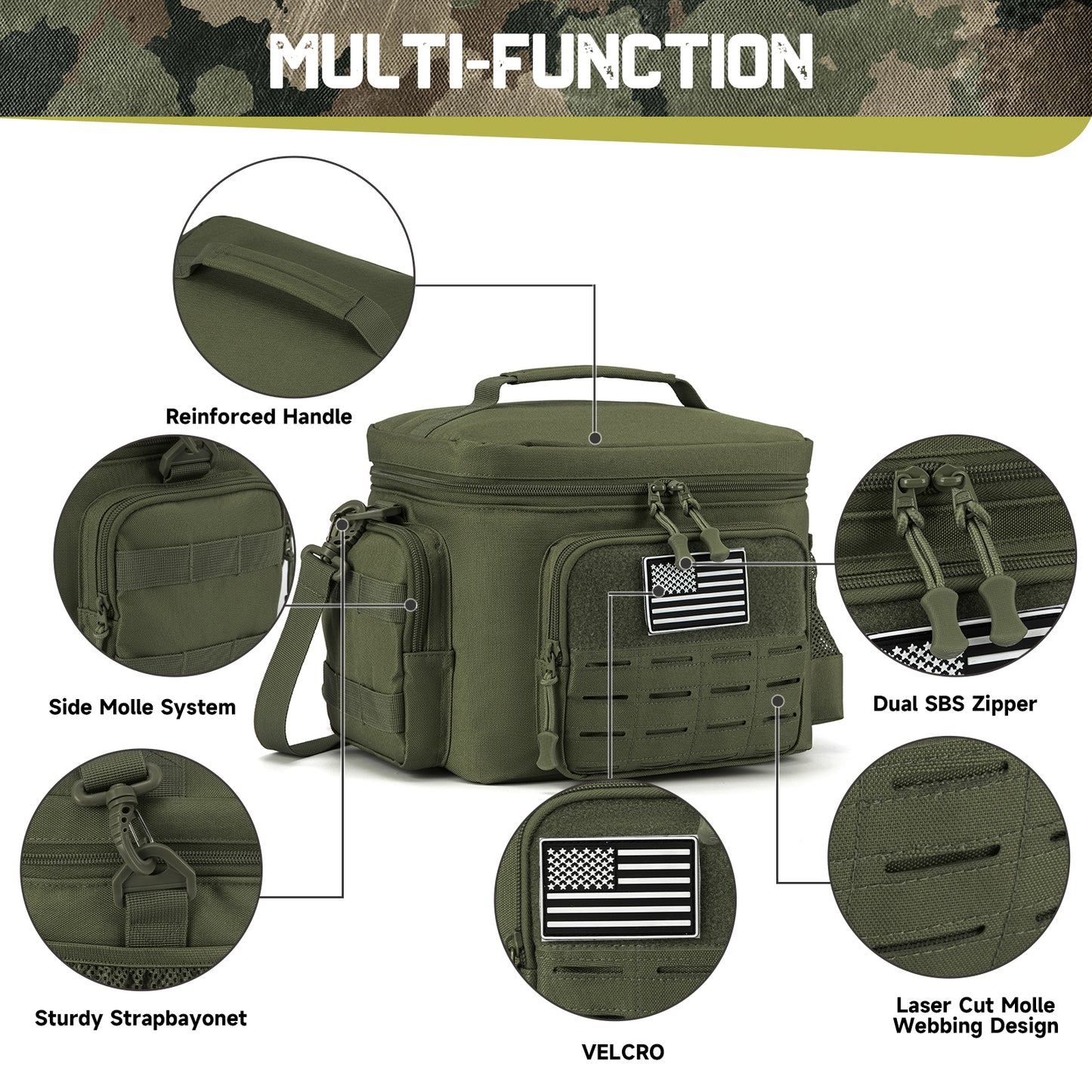 Men's Tactical Lunch Bag - Durable, Outdoor, Thermal Cooler