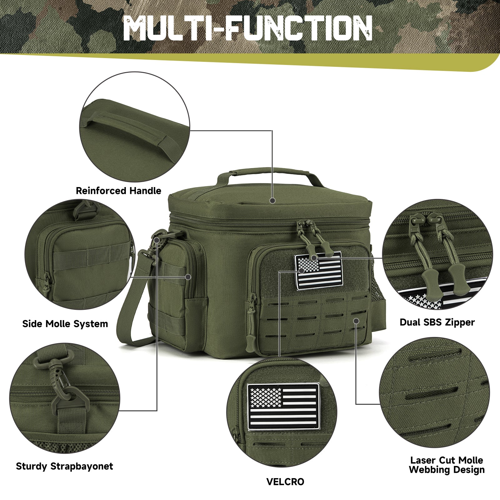 Men's Tactical Lunch Bag - Durable, Outdoor, Thermal Cooler