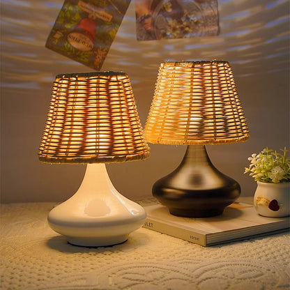 Dimmable LED Night Light USB Bamboo Shade for Bedroom