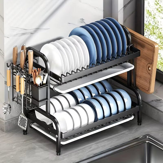 Dish Drying Rack 2-Tier Rust-Proof Compact Kitchen Organizer