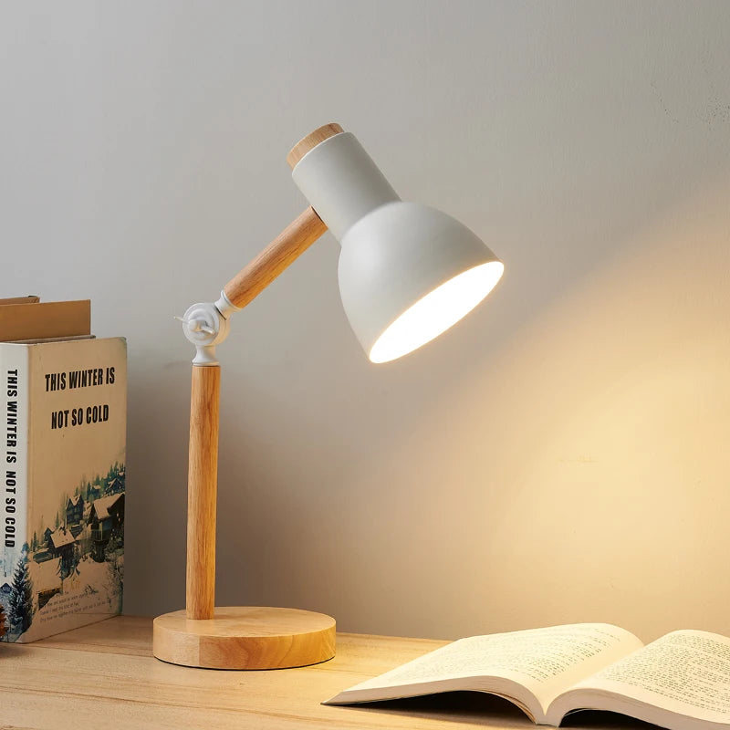 Nordic Wooden LED Table Lamp - Eye Protection Bedside Light
